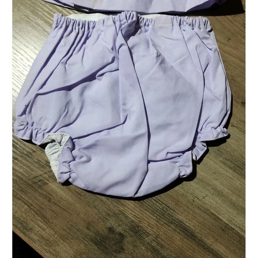 Vintage Cotton Candy Baby Dress & Bloomers Set Purple Infant Outfit 0-6 M